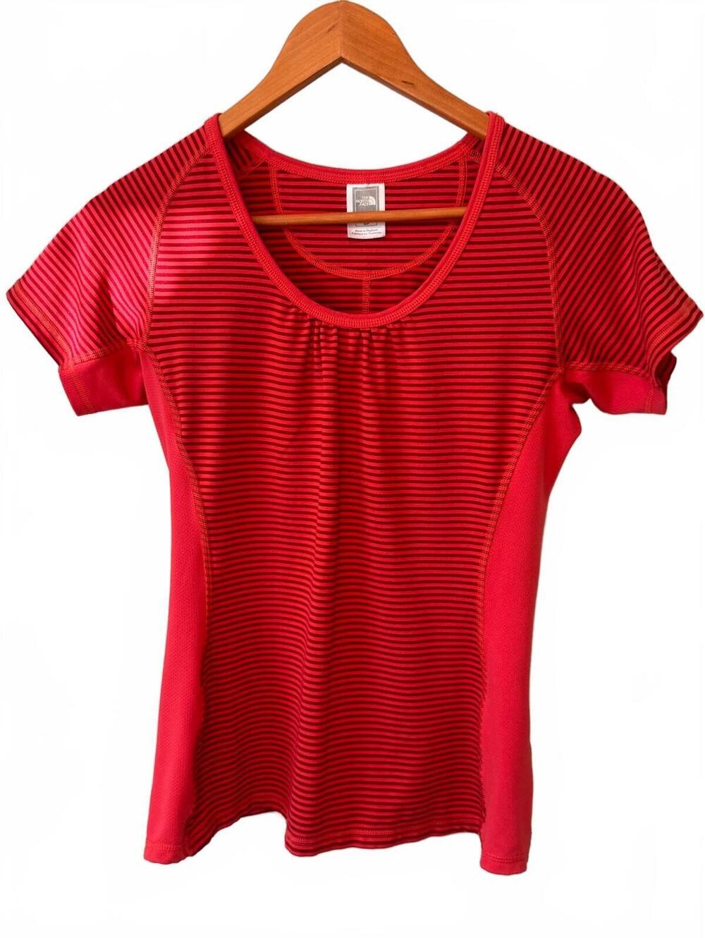 NORTH FACE | VaporWick Athletic Tee | Striped Performance Top | Red | Size S